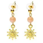 Oorbellen zonnesteen en zon goudkleurig