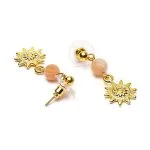 Oorbellen zonnesteen en zon goudkleurig - Afbeelding 3