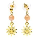 Oorbellen zonnesteen en zon goudkleurig - Afbeelding 2