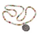 Mala rozenkwarts/ amazoniet/ rhodoniet + lotus -  ±44 cm - Afbeelding 2