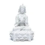 Boeddhabeeld met dorje en bel wit - 17 cm