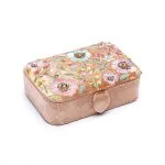 Sieraden / tarotdoos fluweel beige met bloemen - 11 cm x 15,5 cm x 5 cm
