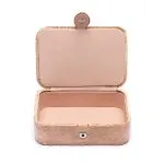 Sieraden / tarotdoos fluweel beige met bloemen - 11 cm x 15,5 cm x 5 cm - Afbeelding 2