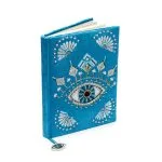 Notitieboek fluweel blauw met Alziend Oog -  20 cm x 15 cm