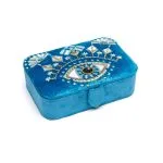 Sieraden / tarotdoos fluweel blauw met Alziend Oog - 11 cm x 15.5 cm x 5 cm