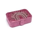 Sieraden / tarotdoos fluweel paars met regenboog - 11 cm x 15.5 cm x 5 cm