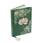 Notitieboek fluweel groen met lotus -  20 cm x 15 cm