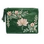 Etui fluweel groen met lotus -  20 cm x 15 cm