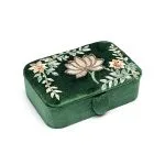 Sieraden / tarotdoos fluweel groen met lotus - 11 cm  x 15.5 cm  x 5 cm