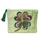Etui fluweel groen met klavertje vier -  20 cm x 15 cm