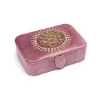 Sieraden / tarotdoos fluweel oudroze met Bloem des Levens -  11 cm x 15.5 cm x 5 cm