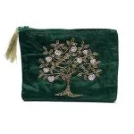 Etui fluweel groen met Levensboom en harten - 20 cm x 15 cm