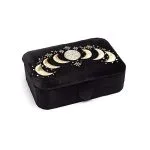 Sieraden / tarotdoos fluweel zwart met maanfasen -  11 cm x 15.5 cm x 5 cm