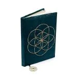 Notitieboek fluweel petrol met Seed of Life - 20 cm x 15 cm