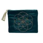 Etui fluweel petrol met Seed of Life - 20 cm x 15 cm