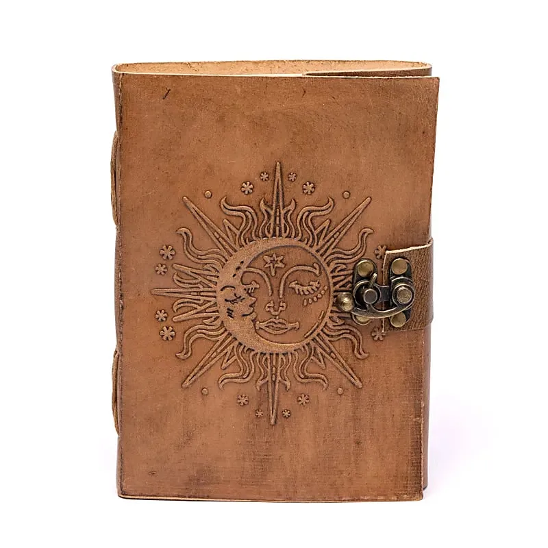 2092 Notitieboek Zon & Maan met kunstlederen kaft - ±13 cm x 18 cm - Afbeelding 1
