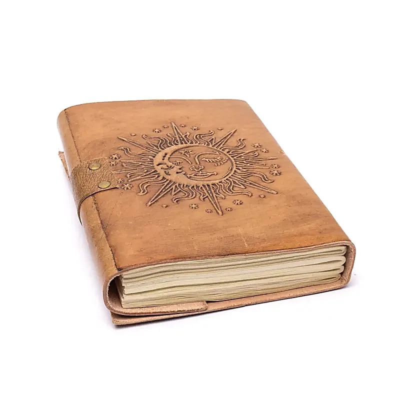Notitieboek Zon & Maan met kunstlederen kaft -  ±13 cm x 18 cm - Afbeelding 2