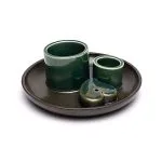 Keramische palo santo, smudge en wierook brander hart petrol/bruin -  ø14 cm x 6 cm