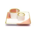 Keramische smudge en palo santo brander roze/wit/goud -  11,5 cm x 11,5 cm x 5 cm