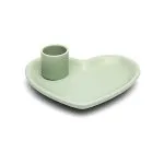 Keramische smudgeschaal en palo santo brander hartvorm pastelgroen -  12 cm x11 cm x 4 cm