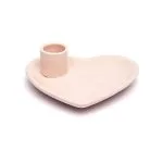 Keramische smudgeschaal en palo santo brander hartvorm pastelroze- 12 cm x 11 cm x 4 cm