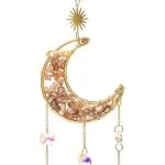 Suncatcher maan met roze maansteen -  ±8 cm