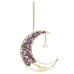 Suncatcher maan met amethist en levensboom -  ±17 cm