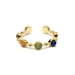 Open ring met 7 chakra-stenen -  ±2 cm