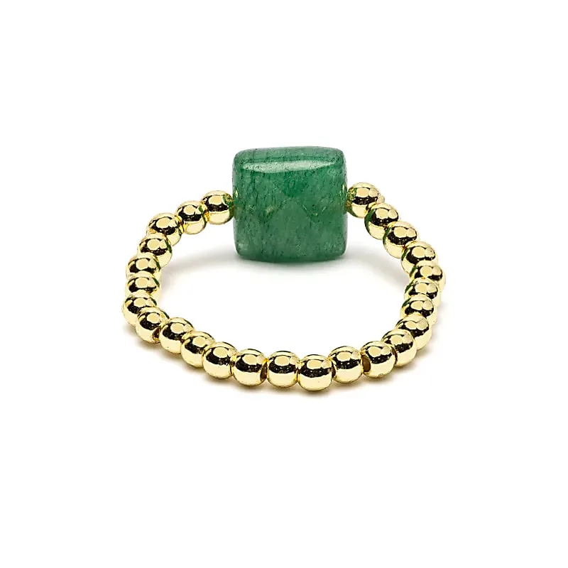 Elastische ring facet geslepen groene aventurijn -  ±2 cm - Afbeelding 4