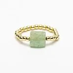 Elastische ring facet geslepen groene aventurijn -  ±2 cm - Afbeelding 3