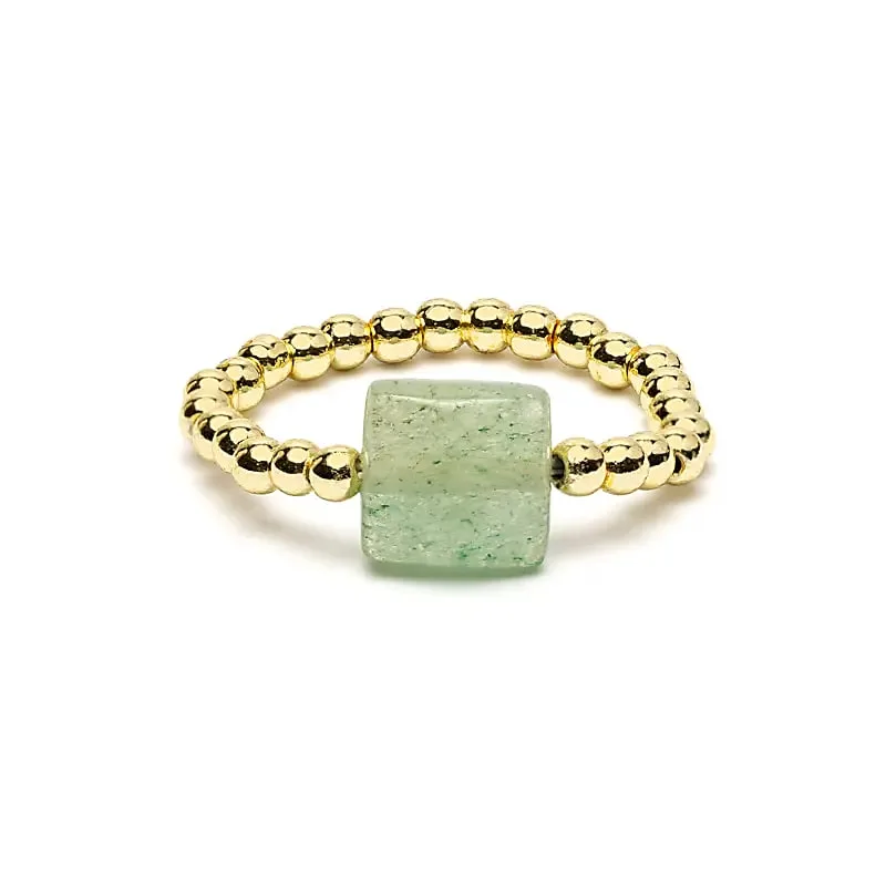 Elastische ring facet geslepen groene aventurijn -  ±2 cm - Afbeelding 2