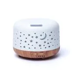 Aroma diffuser Nebula rond wit / houtmotief - 13 cm x 10 cm
