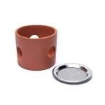Terracotta wierookbrander met rvs zeef - 9 cm x 7.5 cm - Afbeelding 2