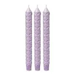 Dinerkaars Bloem des Levens motief stearine paars- 3 stuks -  23 cm x 2.2 cm