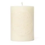 Votiefkaars met reliëf Bloem des Levens stearine gebroken wit - ø5.5 cm x 8 cm - Afbeelding 2