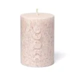 Votiefkaars met reliëf Maanfasen stearine zachtroze -  ø5.5 cm x 8 cm