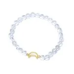 Armband berg kristal elastisch met maan bedel - 8 cm - Afbeelding 2