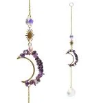 Suncatcher met amethist maan en kristallen bol - ± 30 cm