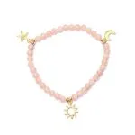 Armband zonnesteen elastisch met sterren/maan/zon bedels - Afbeelding 2