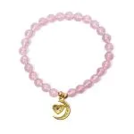 Armband aardbeienkwarts elastisch met hart/maan bedel - Afbeelding 2