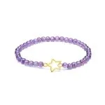 Armband amethist elastisch met ster bedel
