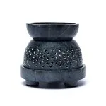 Multifunctionele brander grijze zeepsteen - 12,5 cm x 12 cm