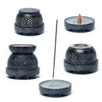 Multifunctionele brander grijze zeepsteen - 12,5 cm x 12 cm - Afbeelding 6