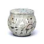 Multifunctionele brander gemarmerd zeepsteen bloemmotief - 11 cm x 12 cm - Afbeelding 5