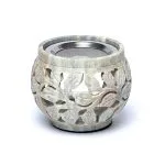 Multifunctionele brander gemarmerd zeepsteen bloemmotief - 11 cm x 12 cm - Afbeelding 4