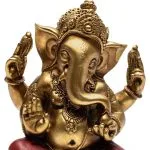Ganesha beeld goudkleur -  14,3 cm x 10,5 cm x 17,7 cm - Afbeelding 2