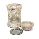 Wierookbrander en olieverdamper Levensboom lichte zeepsteen - 10 cm x 7.5 cm - Afbeelding 2