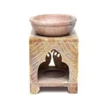 Wierookbrander en olieverdamper Levensboom zeepsteen  – 10 cm x 7.5 cm - Afbeelding 3