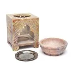 Wierookbrander en olieverdamper Levensboom zeepsteen  – 10 cm x 7.5 cm - Afbeelding 2