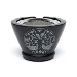 Wierookbrander zeepsteen zwart Levensboom met zeef -  7 cm x 13 cm